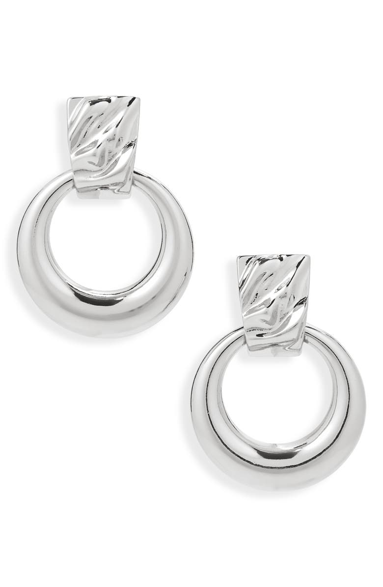Panacea Door Knocker Drop Earrings, Main, color, Silver