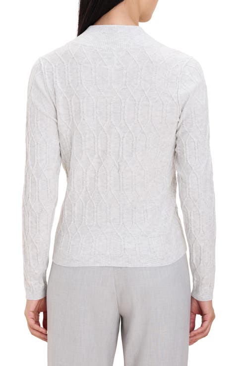 Cable Mock Neck Cardigan