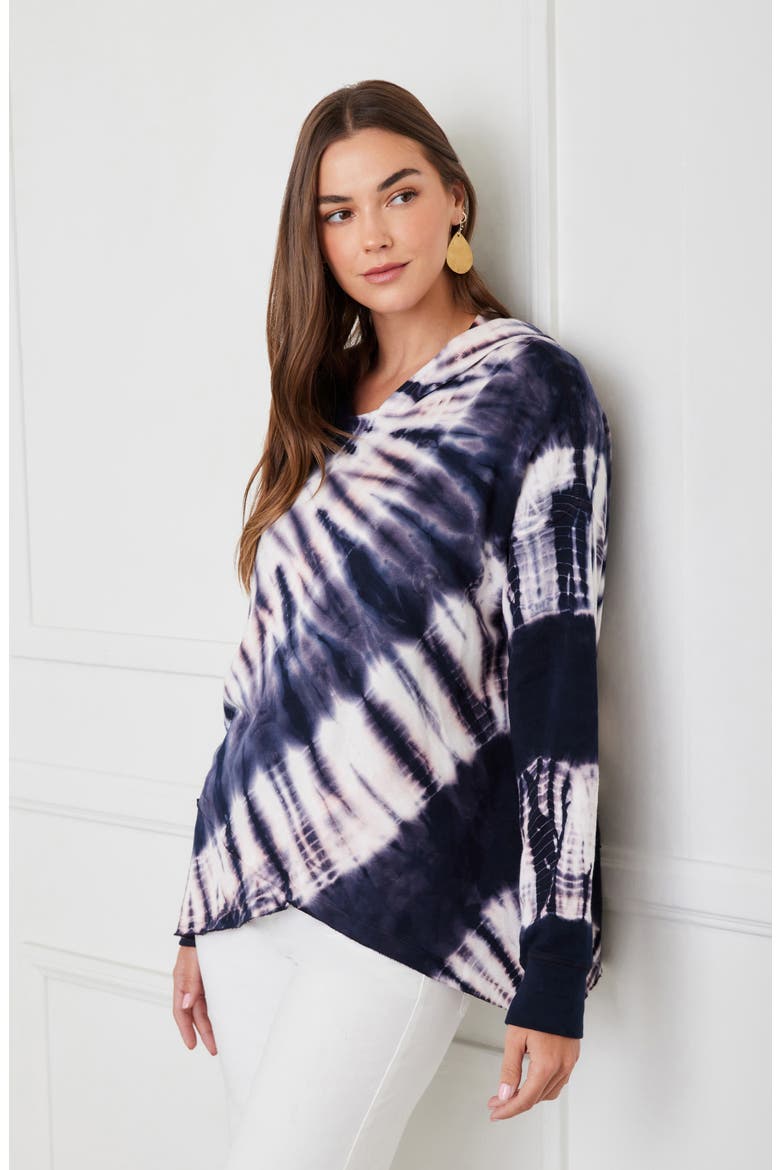 Tie Dye Asymmetric Hem Hoodie, Alternate, color, TIE DYE