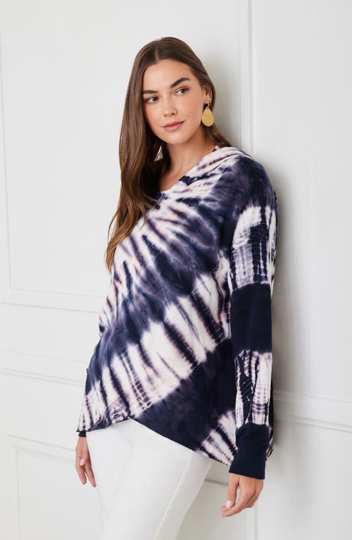 Karen Kane Tie Dyed Asymmetric Hem Hoodie Top In Tie Dye