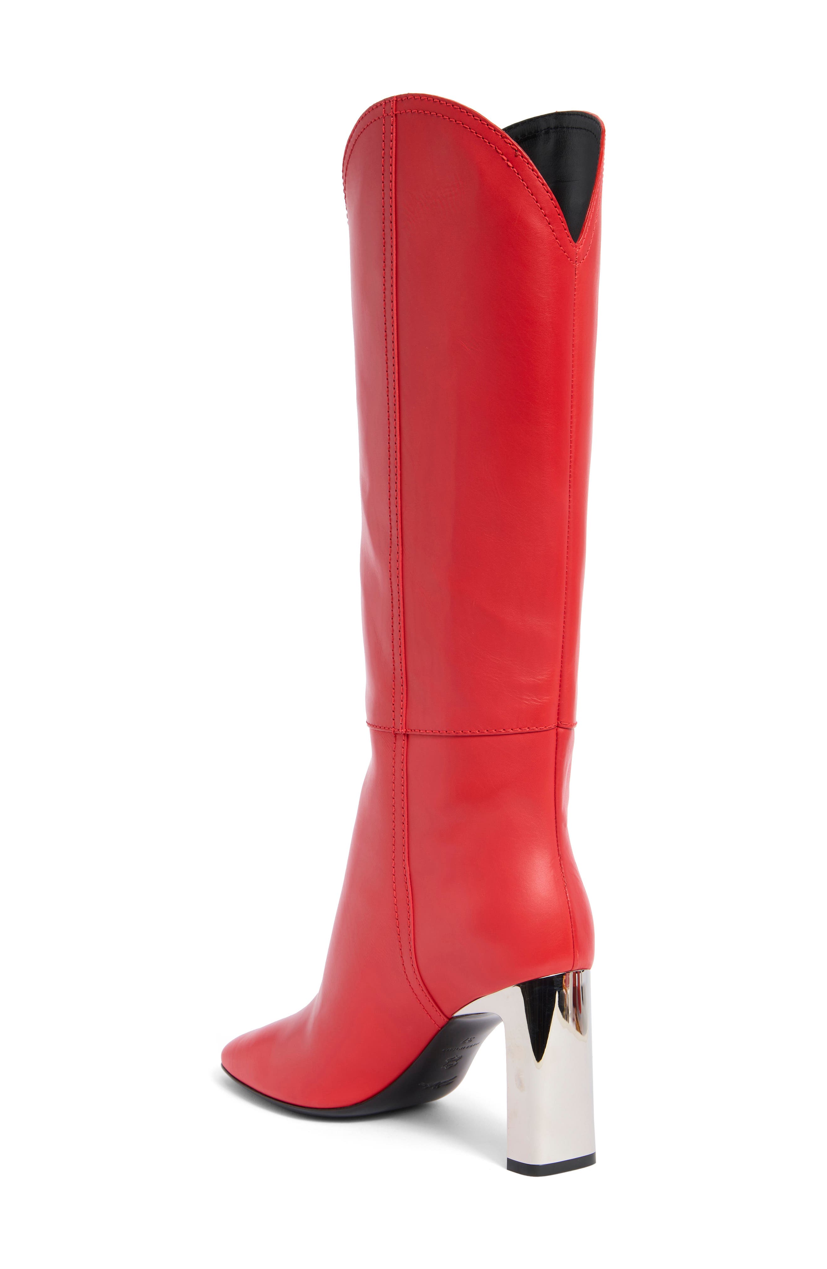 Longchamp Metallic Heel Western Boot, Alternate, color, Red Kiss