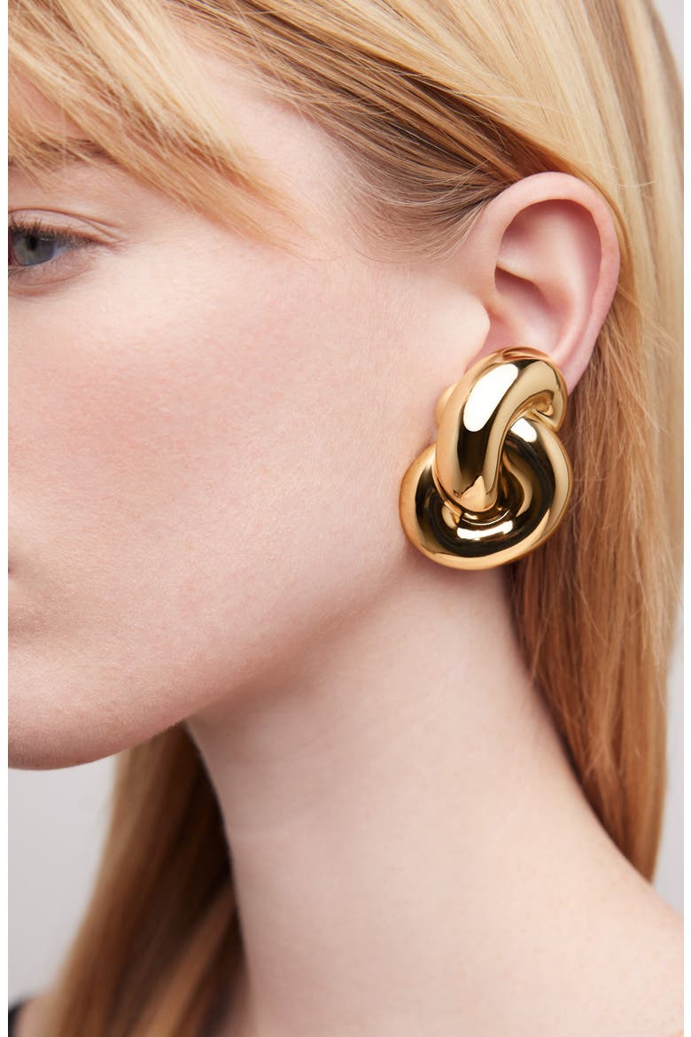 Knot Clip-On Earrings, Alternate, color, YELLOW GOLD