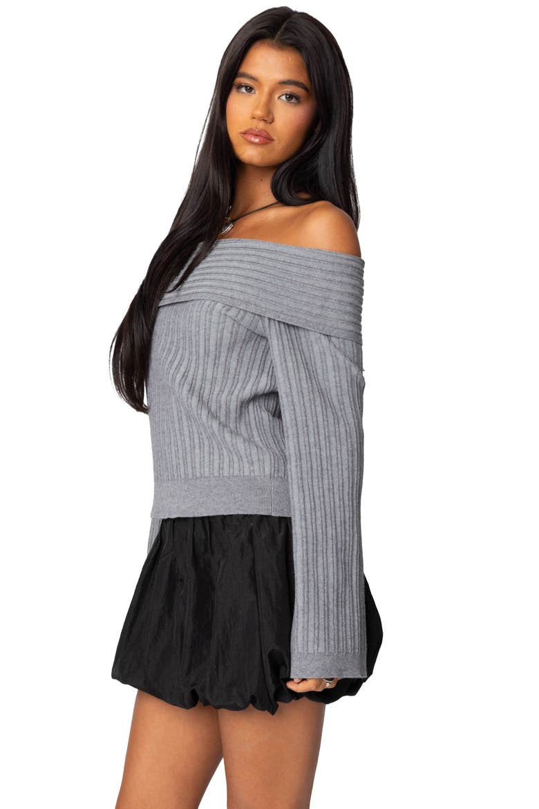 Brandy Off the Shoulder Rib Sweater, Alternate, color, DARK-GRAY