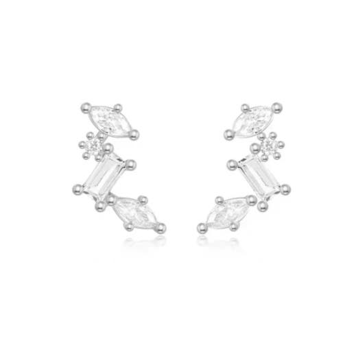 Hollywood Sensation Celestial Cluster Earrings With Aaaaa Cubic Zirconia In Silver