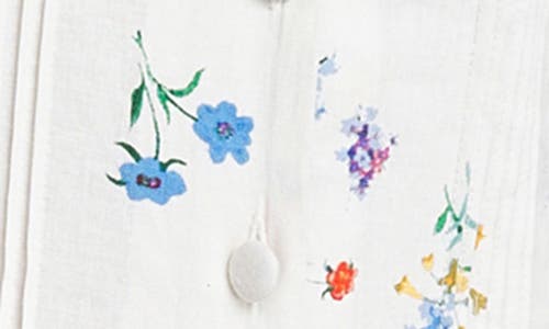 Shop Wayf Berkleigh Floral Linen Blend Minidress In Ivory Blossom