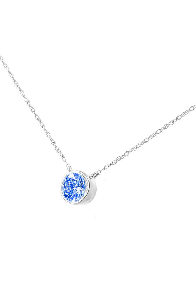 Haus of Brilliance Silver 1/10 Carat Blue Diamond Suspended Bezel-Set Solitaire Pendant Necklace, Main, color, Diamond