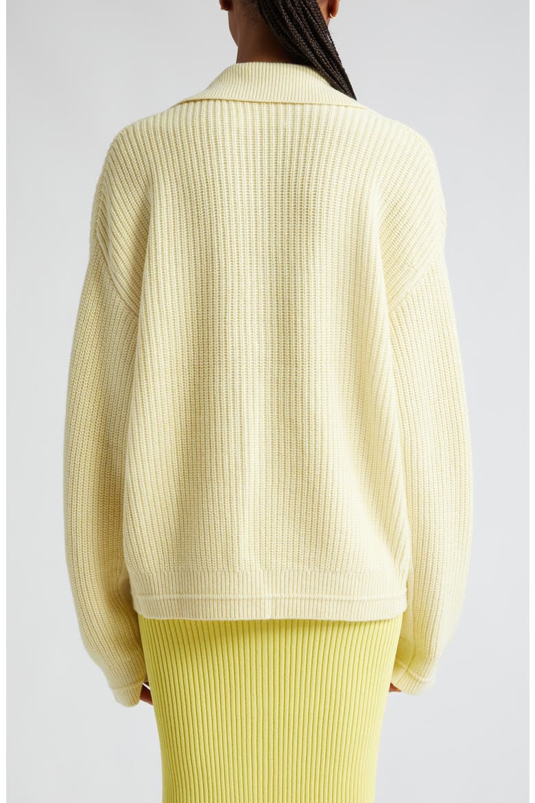 Split Sleeve Johnny Collar Recycled Cashmere & Organic Cotton Sweater, Alternate, color, LEMONADE