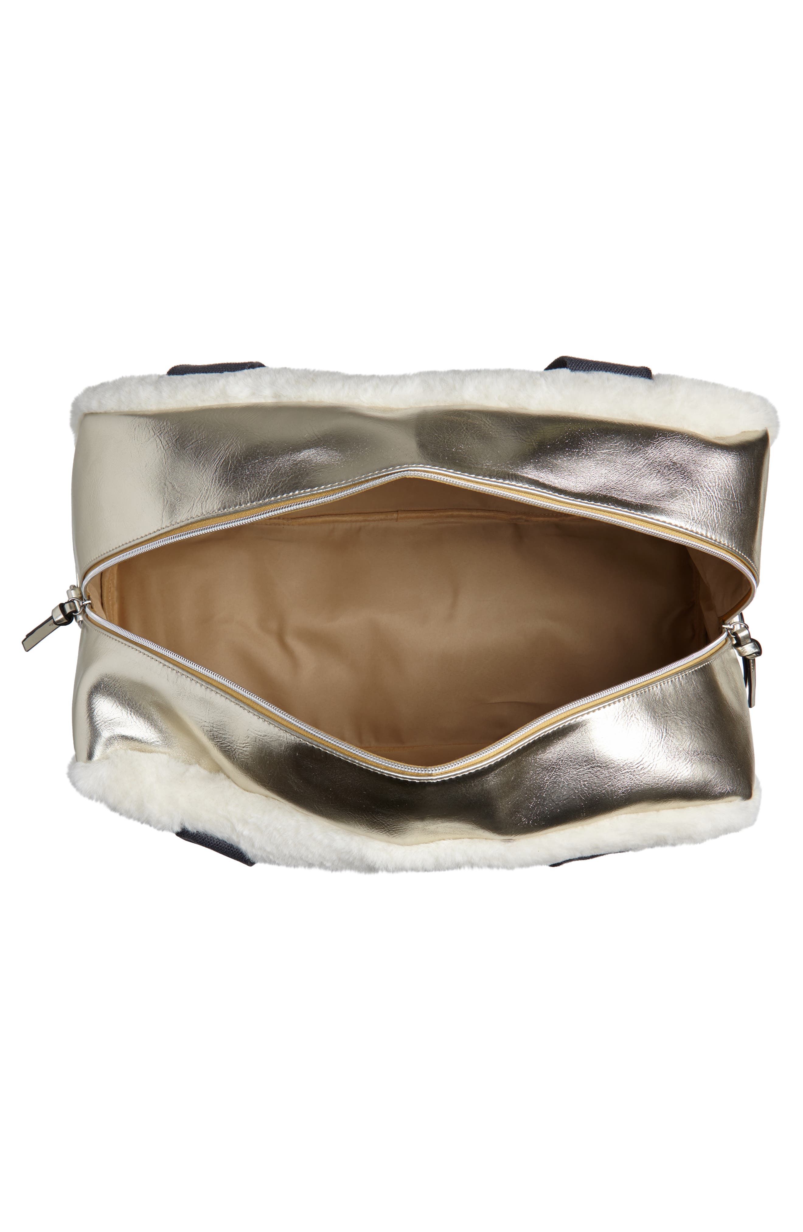 Violet Ray New York Faux Fur Weekend Bag & Pouch, Alternate, color, 