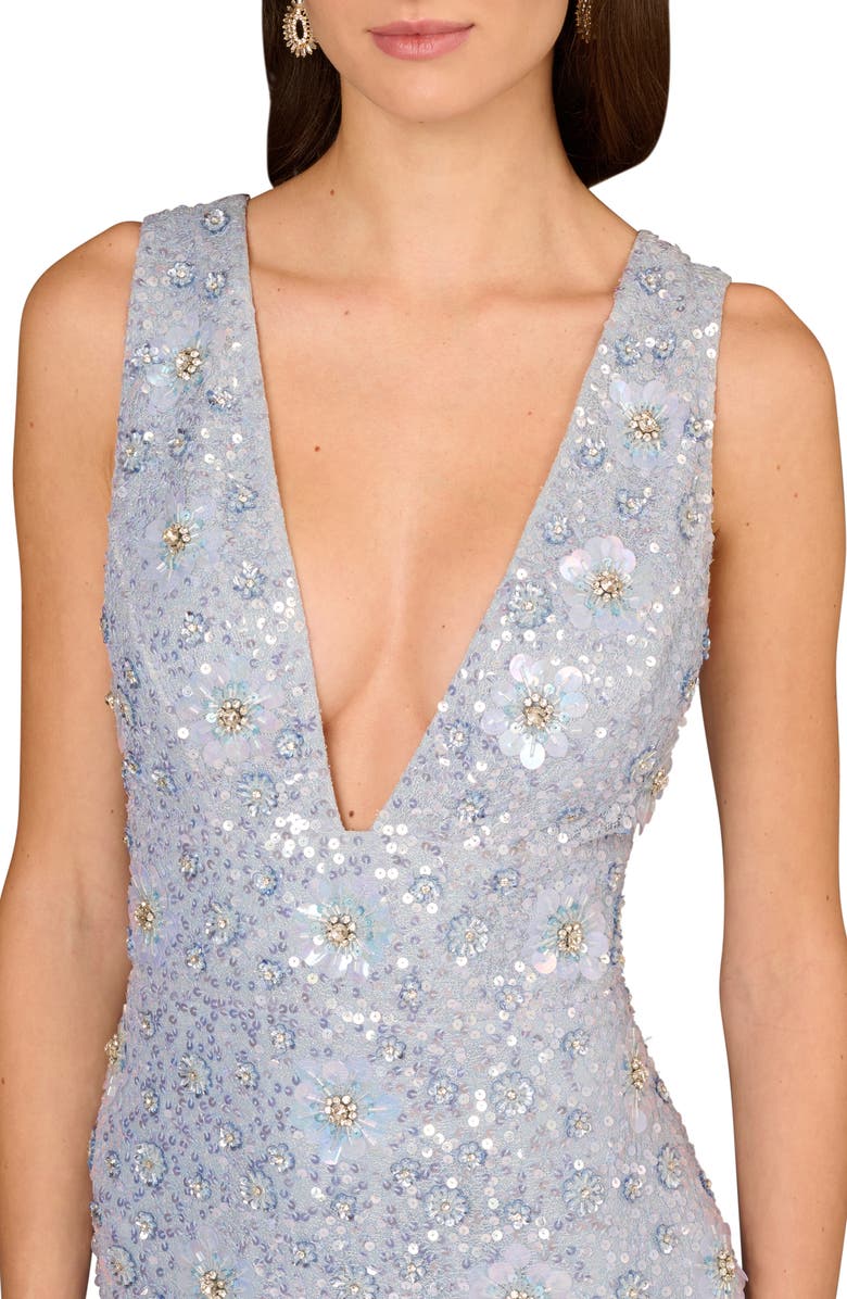 Aidan Mattox by Adrianna Papell Floral Beaded Cocktail Sheath Dress, Alternate, color, 