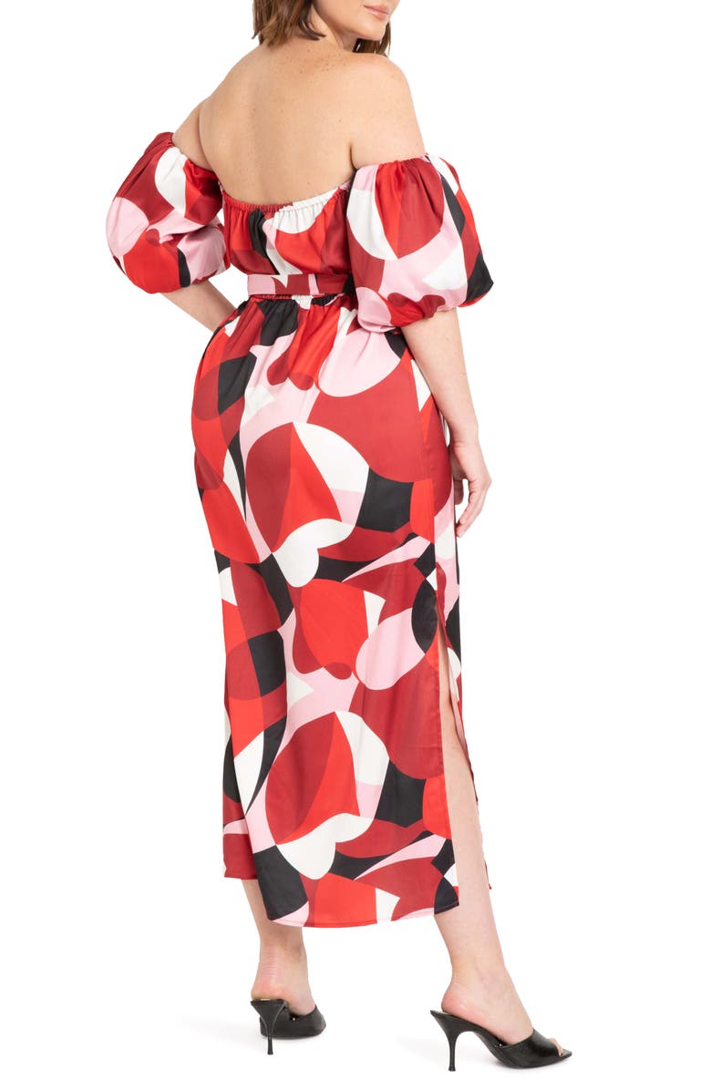 ELOQUII Print Off the Shoulder Midi Dress, Alternate, color,