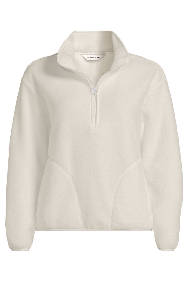 Plus Size Print Half Zip Cozy High Pile Fleece Pullover, Alternate, color, Ivory