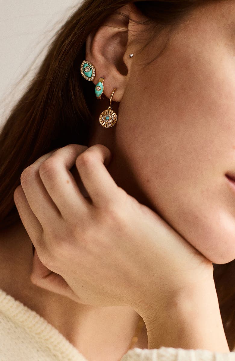 BaubleBar Good Intentions Evil Eye Earrings, Alternate, color, Clear