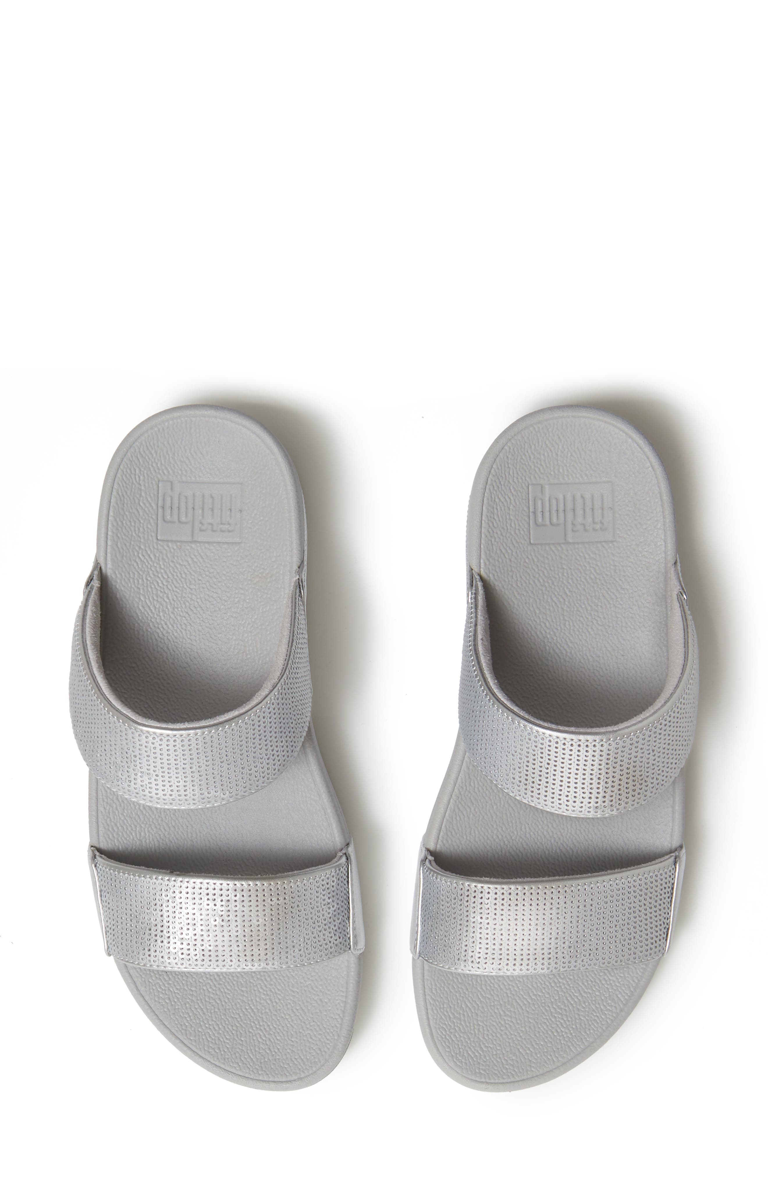 Lulu Sequin Slide Sandal, Alternate, color, SILVER