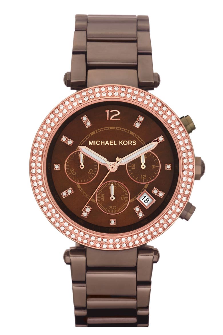 'Parker' Chronograph Bracelet Watch, 39mm, Main, color, BROWN