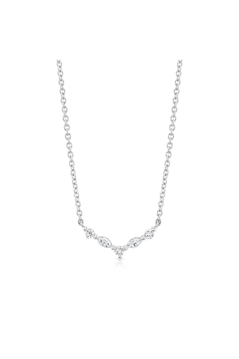 Mini Montage Marquise and Round Cut Diamond Chevron Necklace, Alternate, color, 18K Yellow Gold