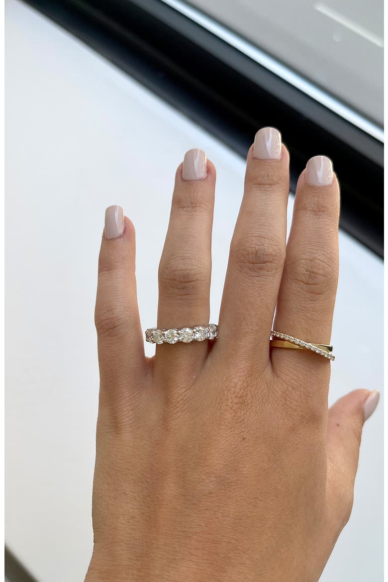 Round Cut Lab Created Diamond 18K Gold Eternity Band Ring, Alternate, color, WHITE GOLD