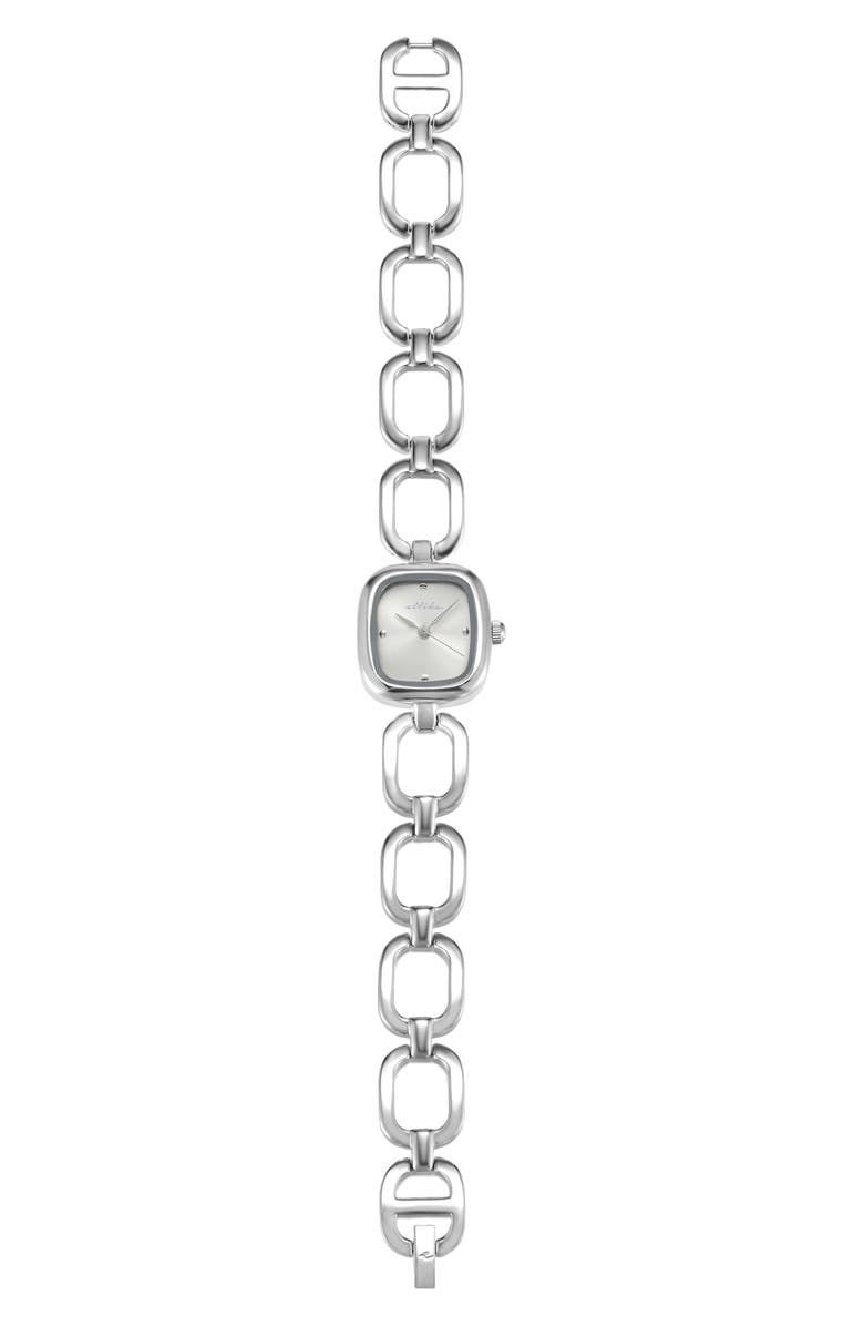 Ettika Square Link Bracelet Watch, 22mm x 23mm, Alternate, color, Vanilla And Silver