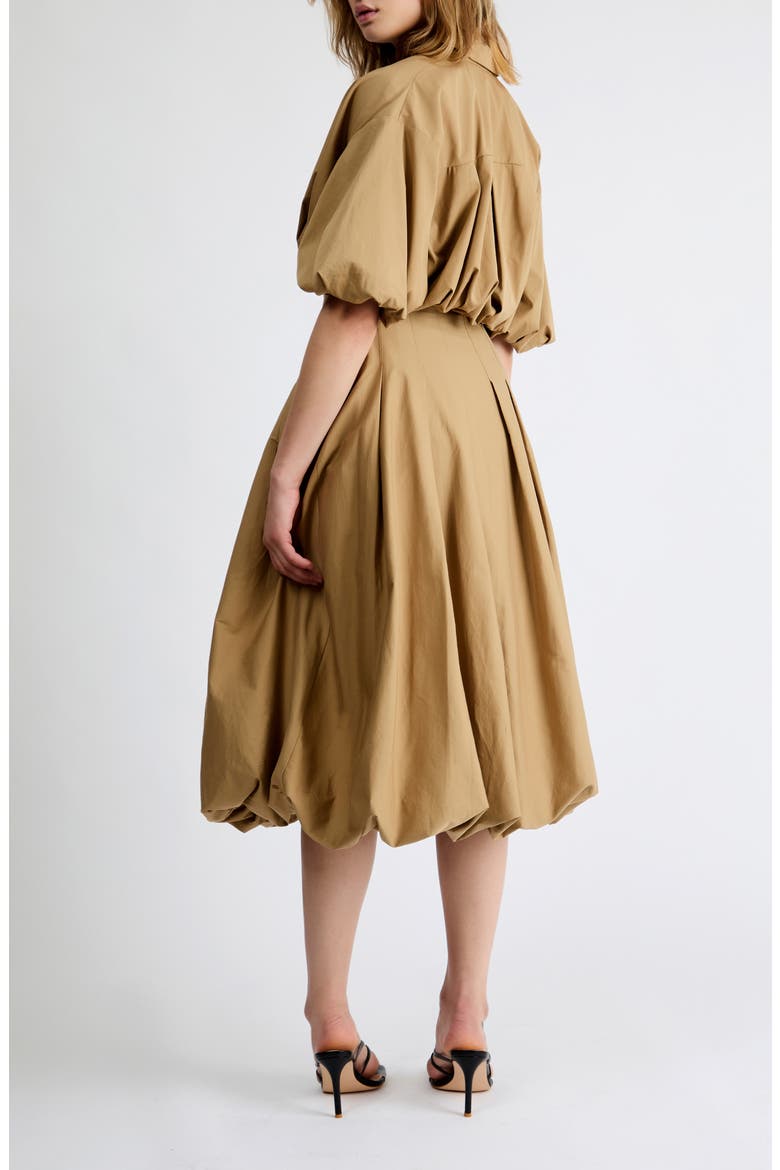 Indie Bubble Hem Midi Skirt, Alternate, color, TOFFEE