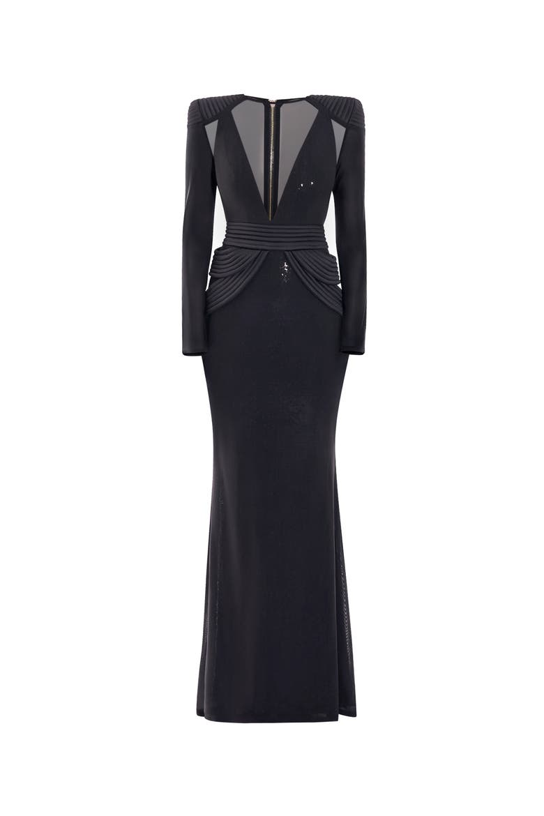 Mimicry 2 pc gown, Alternate, color, BLACK