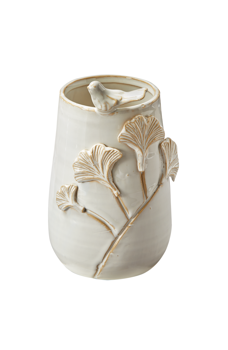 tag Sitting Bird Vase White Stoneware Spring, Main, color, White