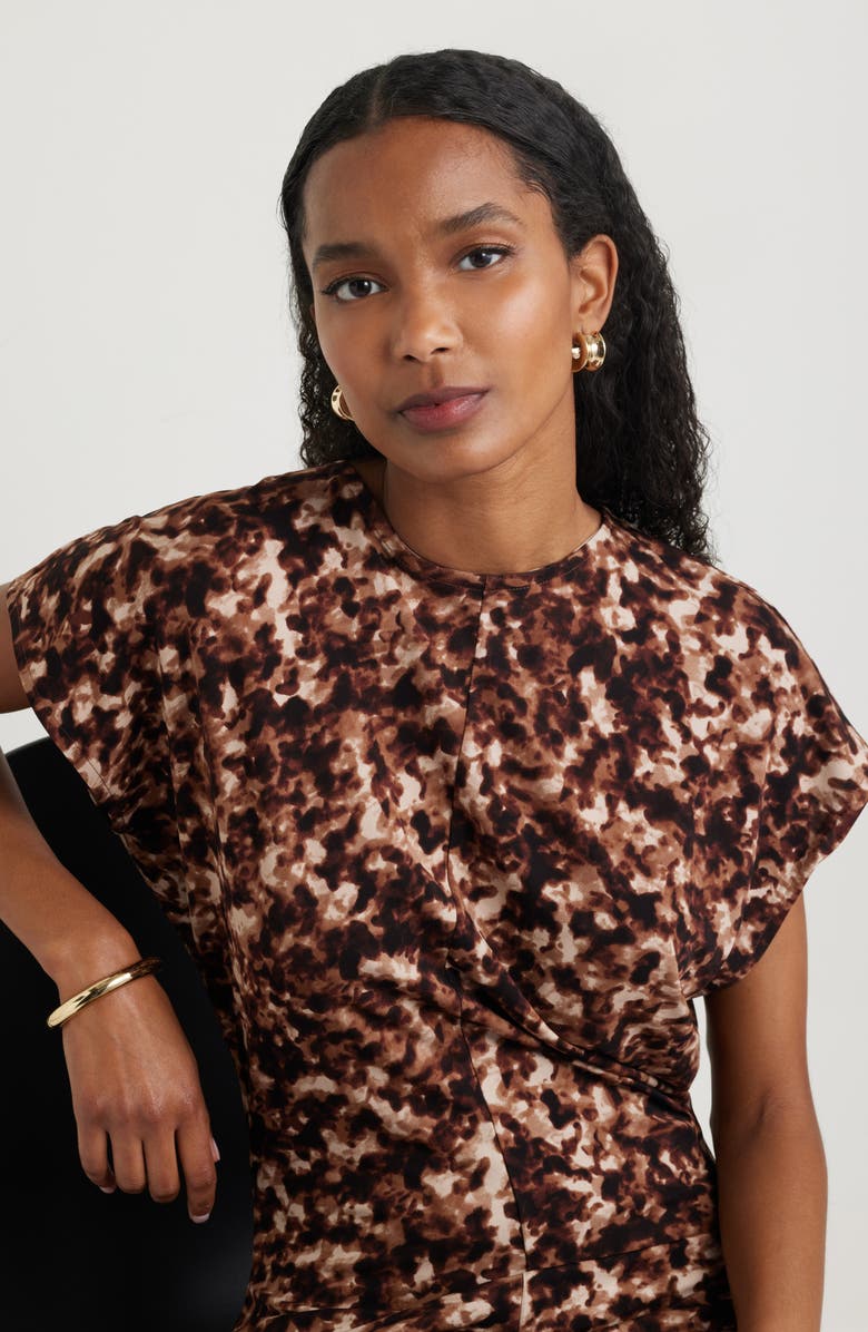 Nordstrom Draped Matte Jersey Maxi Dress, Alternate, color, Black- Brown Tortoise