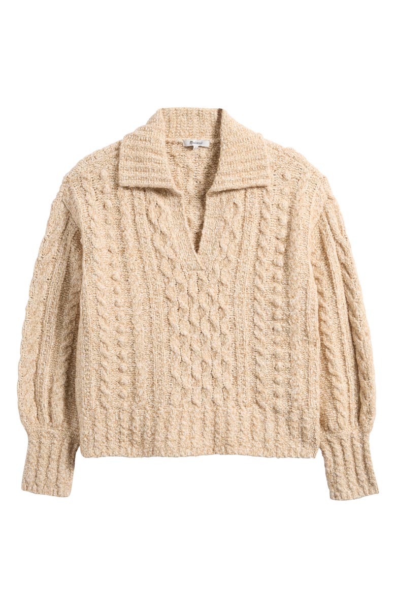 Madewell Cable Knit Polo Sweater, Alternate, color, 