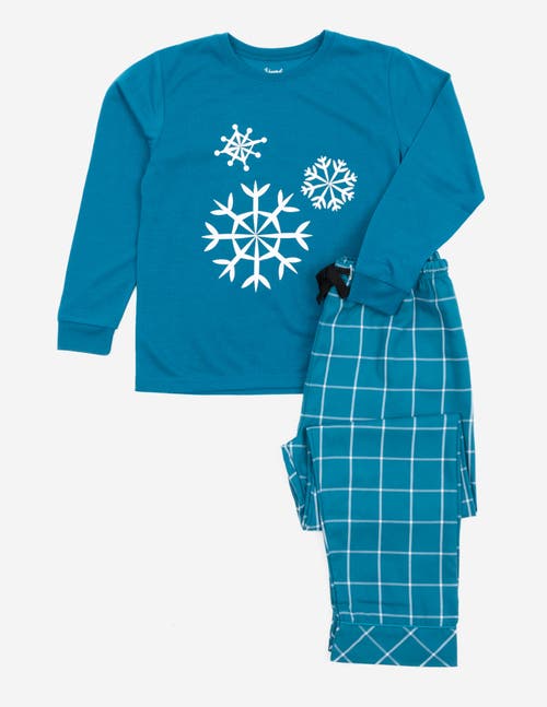 Leveret Kids Flannel Printed Holiday Pajama Set In Blue