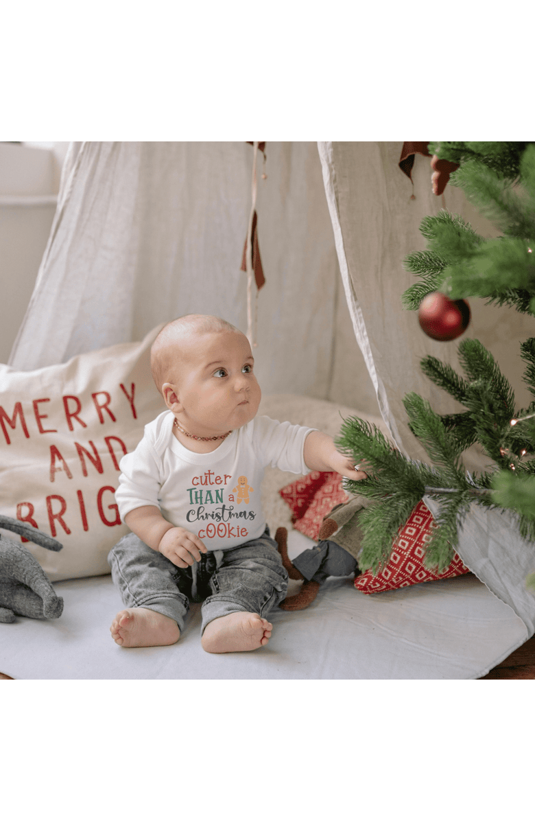 Finn + Emma Organic Baby Graphic Bodysuit | Christmas Cookie, Alternate, color, Off White