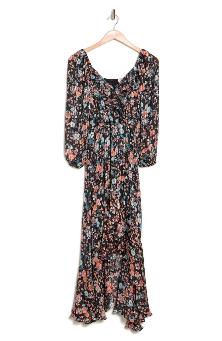 Melrose and Market Pleated Long Sleeve High-Low Dress, Alternate, color,