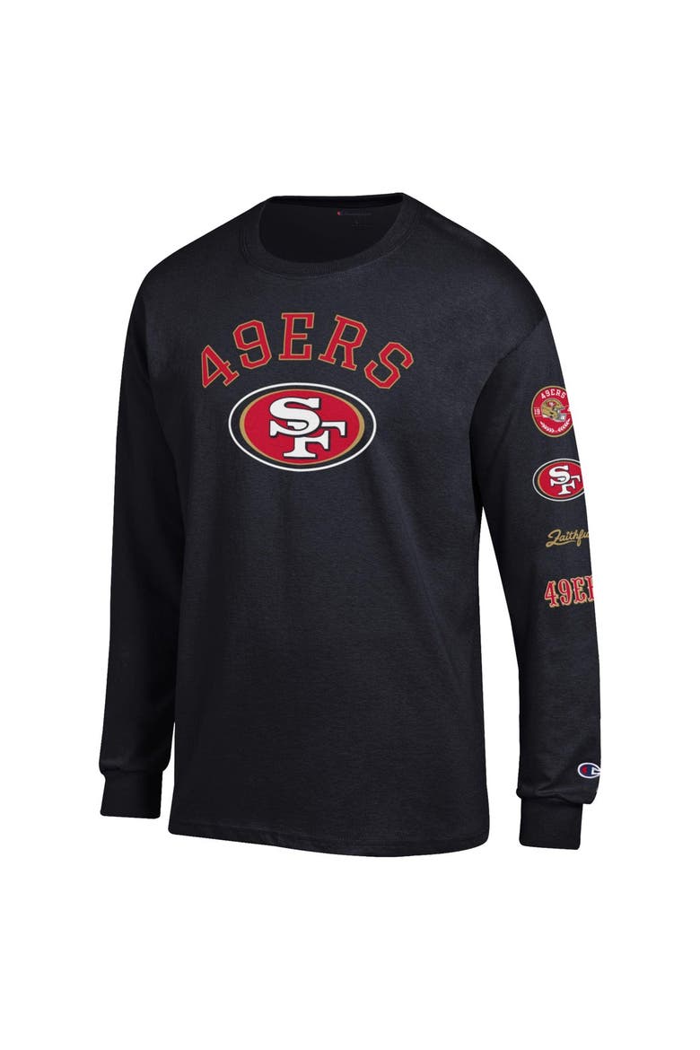 Men's Champion  Black San Francisco 49ers Seal Long Sleeve T-Shirt, Alternate, color, Black