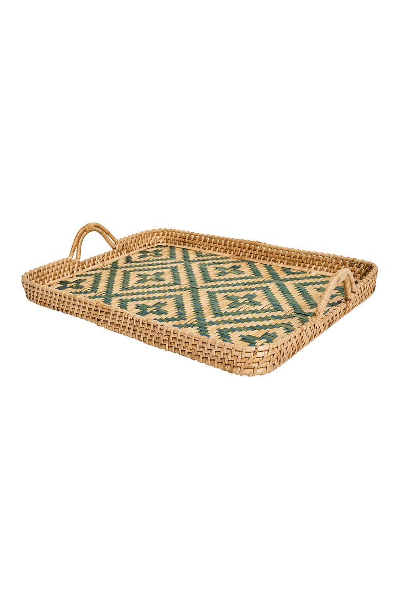 Villa Seville Wicker Tray, Alternate, color, CHAMBRAY