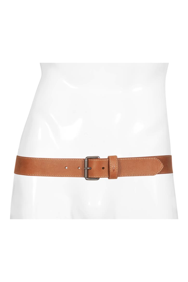 Stitched Edge Leather Belt, Alternate, color, TAN