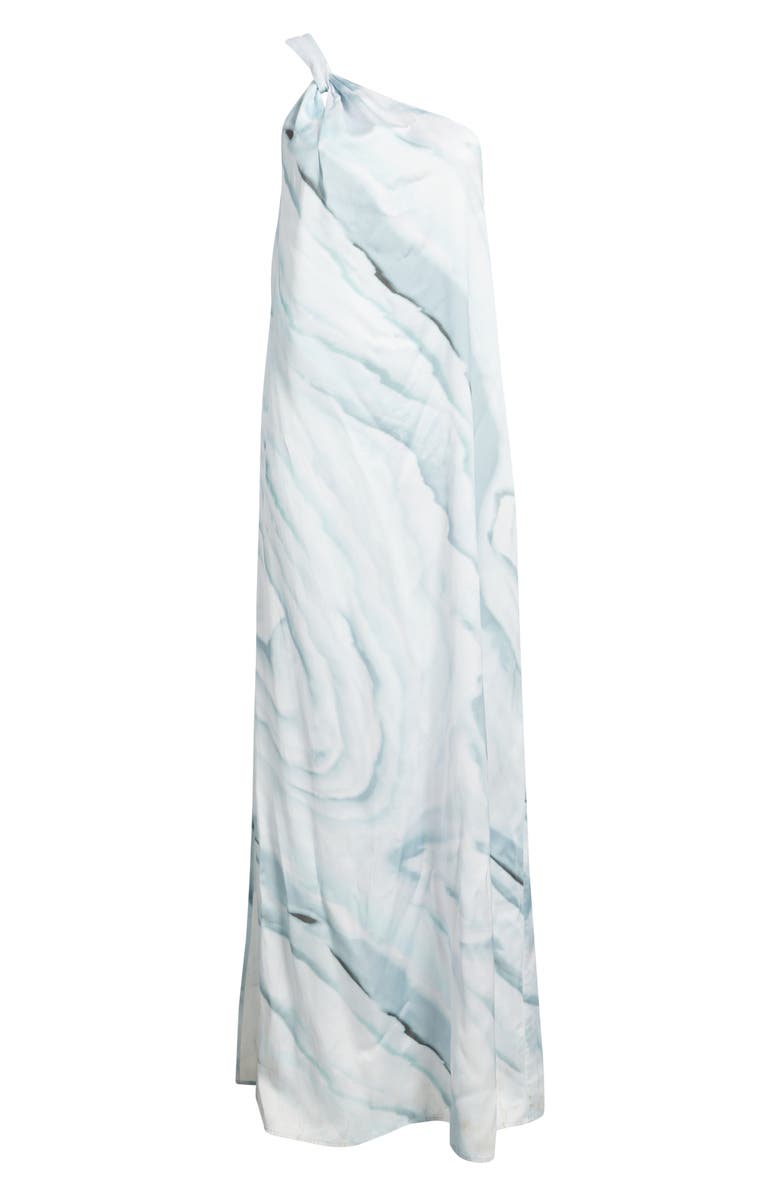 BOSS Dantea One-Shoulder Dress, Alternate, color, Pale Lagoon Ocean Tide Print