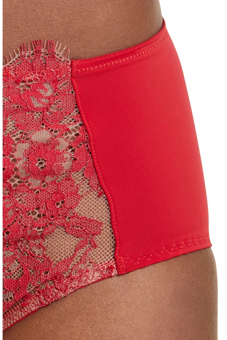 Entice Lace Trim Briefs, Alternate, color, LIPSTICK RED/ NYLON