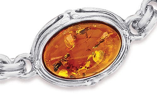 Simona Bezel Set Oval Cut Amber Station Bracelet In Metallic