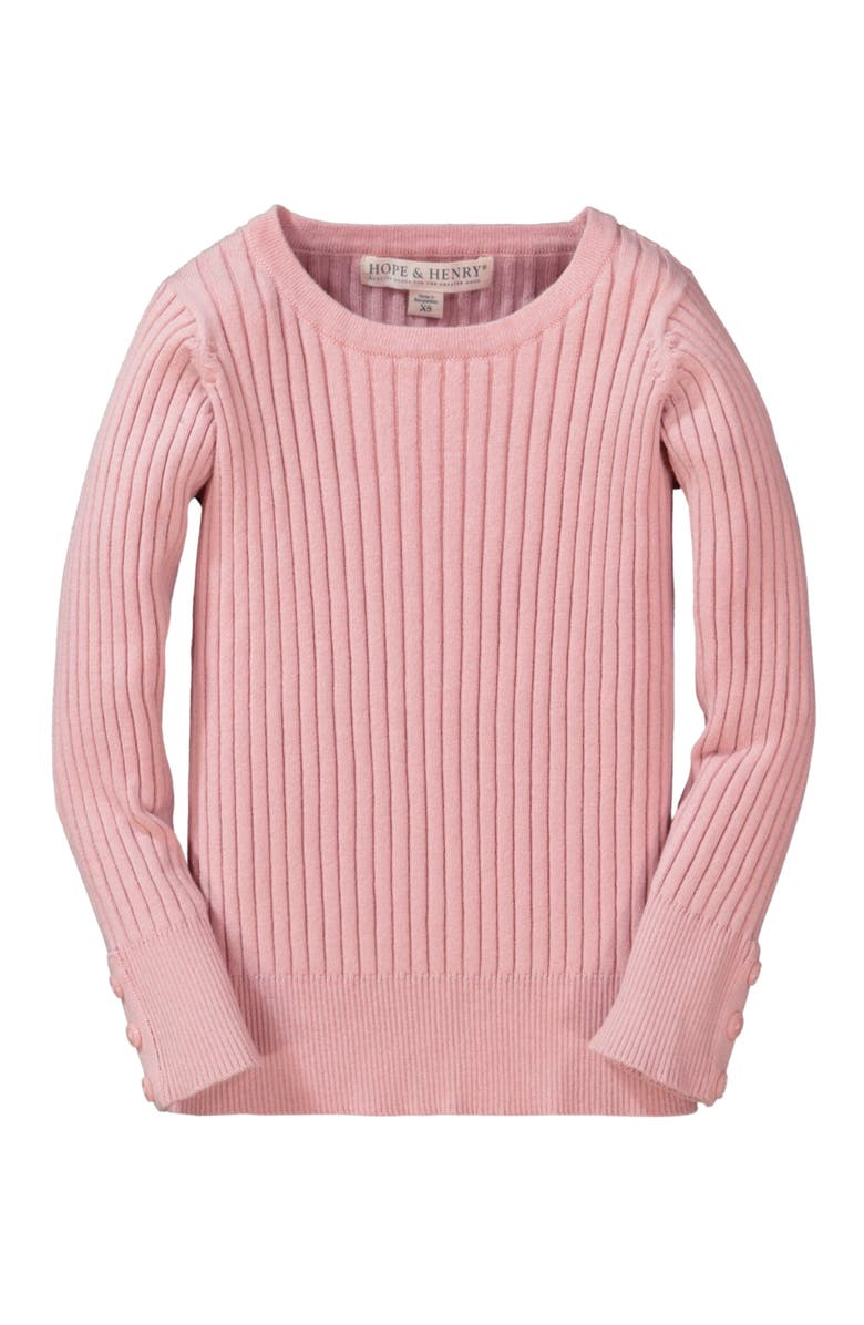 Hope & Henry Baby Girls' Rib Knit Sweater Top, Infant, Main, color, Rose