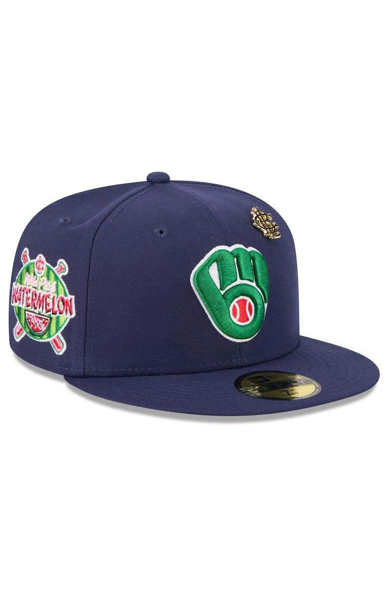 New Era Men's New Era  Navy Milwaukee Brewers 2025 Big League Chew 59FIFTY Fitted Hat, Alternate, color, 