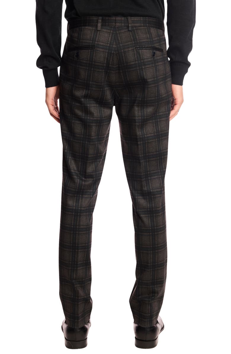 PAISLEY & GRAY Downing Slim Fit Flat Front Check Dress Pants, Alternate, color, Green Charcoal Plaid