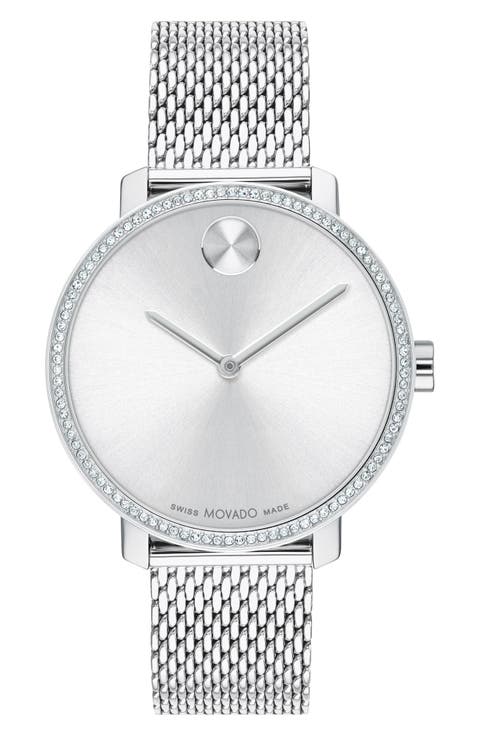 Bold Shimmer Mesh Strap Watch, 34mm