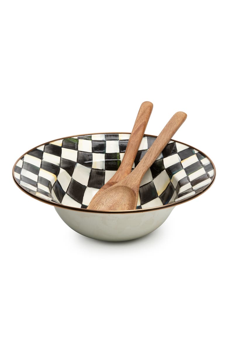 Courtly Check Salad Set, Main, color, BLACK/ WHITE