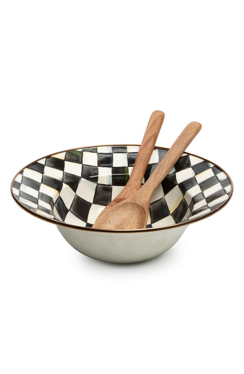 MACKENZIE CHILDS Courtly Check Salad Set, Main, color, Black/ White