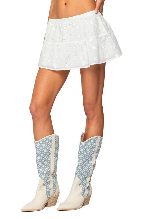 Edikted Dora Eyelet Flared Mini Skirt