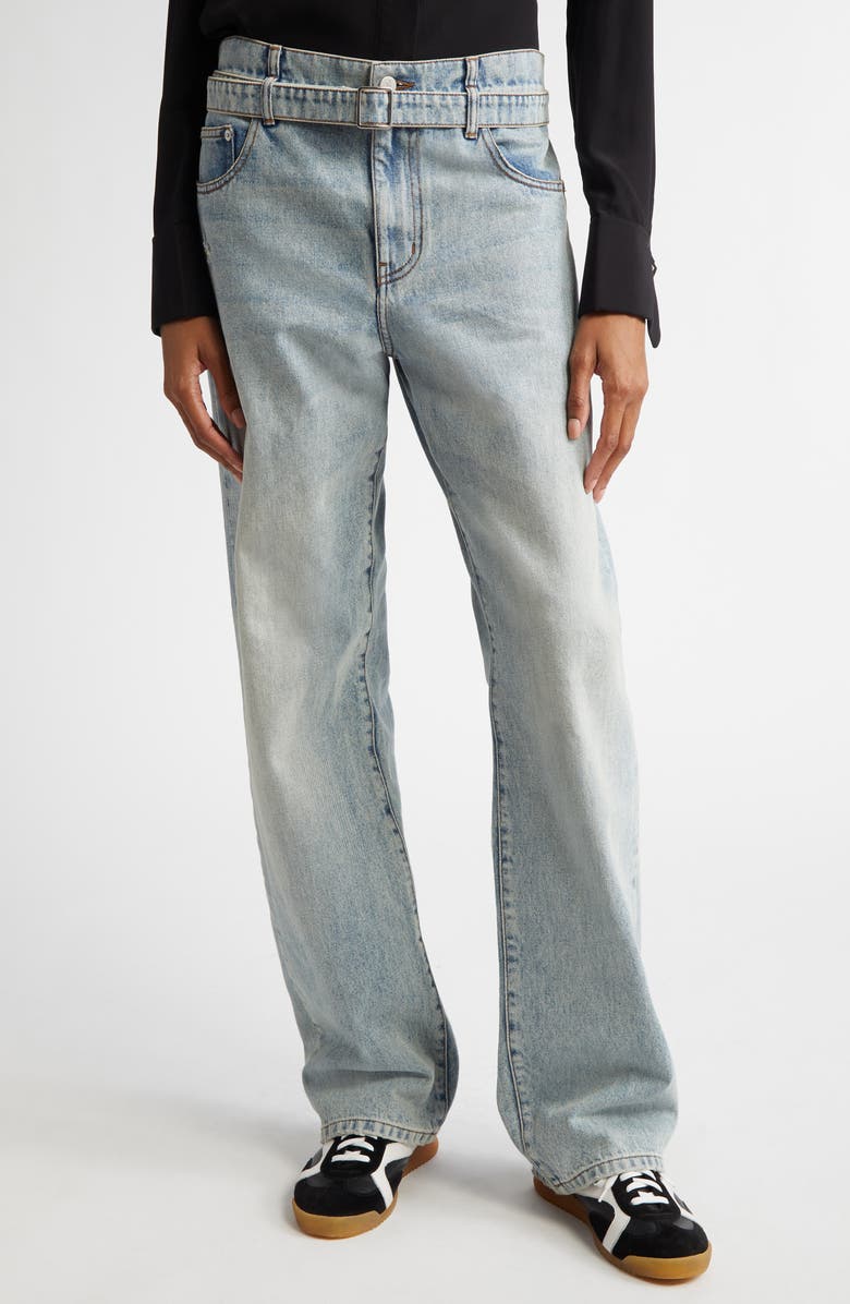 Proenza Schouler Ellsworth Belted Boyfriend Jeans, Main, color, Classic Wash