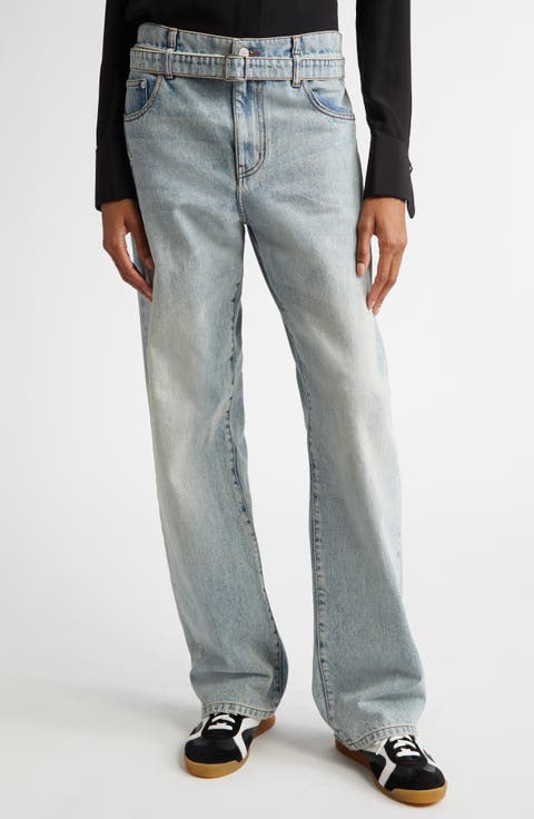 Ellsworth Belted Boyfriend Jeans (Classic Wash)
