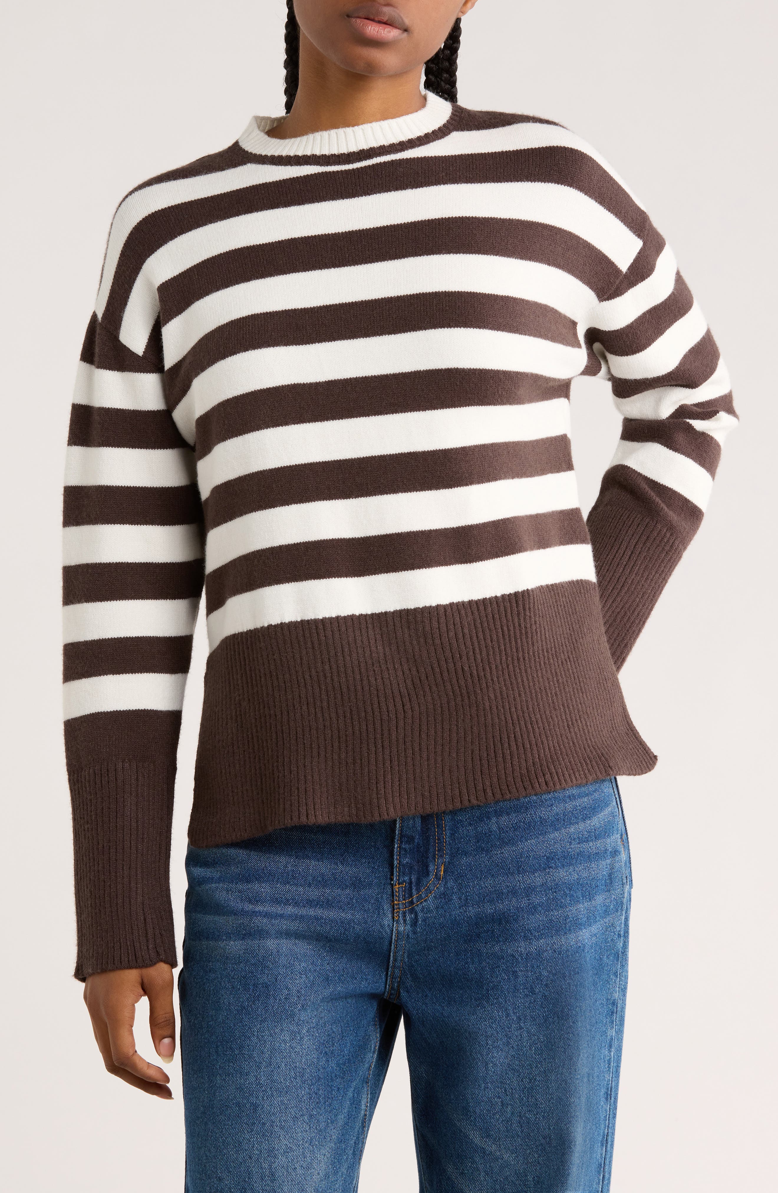Vigoss Stripe Side Slit Sweater