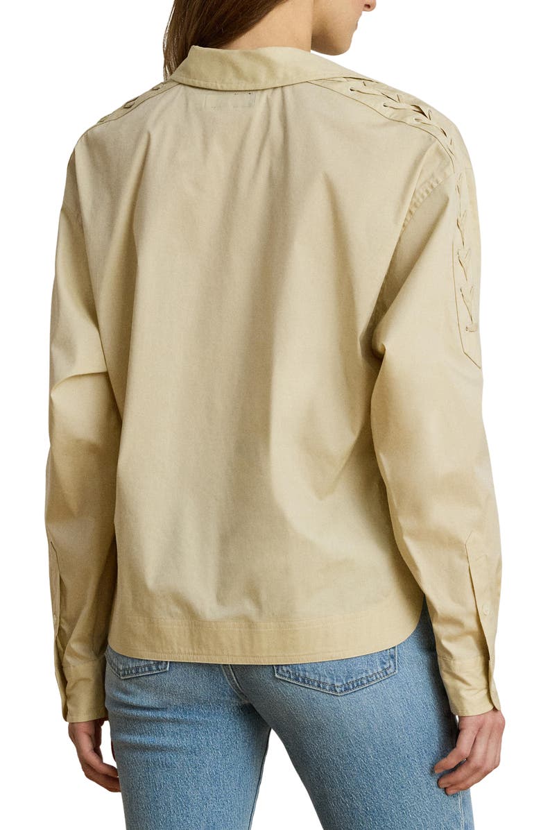 Lauren Ralph Lauren Silky Stretch Cotton Utility Shirt, Alternate, color, Sand Brown