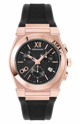 【FERRAGAMO】Ora Chronograph Watch シリコンベルト 40mm FERRAGAMO Ora Moonphase Silicone Strap Watch, 40mm