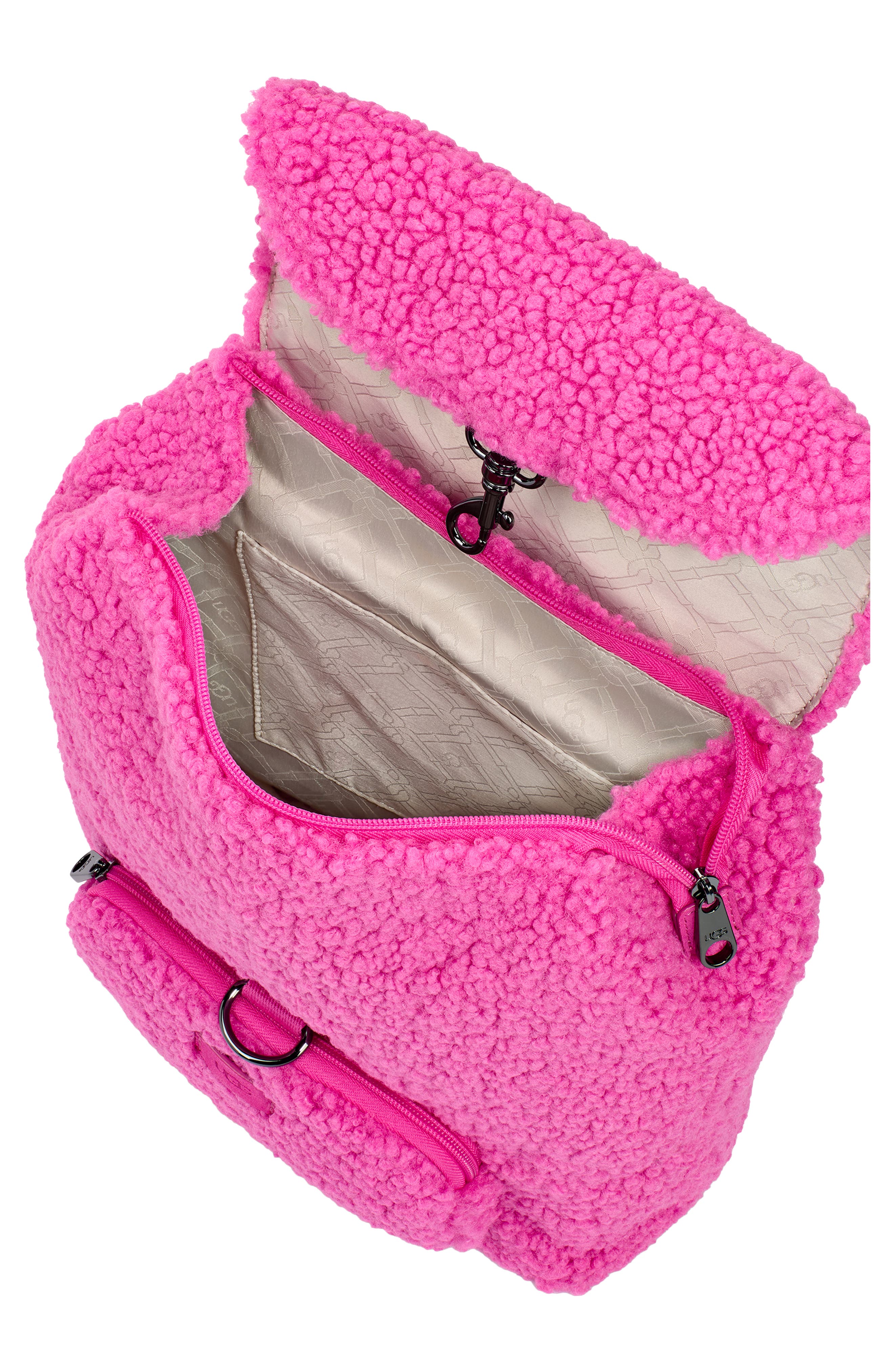 Inara High Pile Fleece Backpack, Alternate, color, NEON PINK