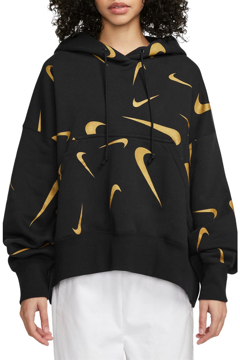 Sportswear Print Hoodie, Main, color, BLACK/ BRONZINE