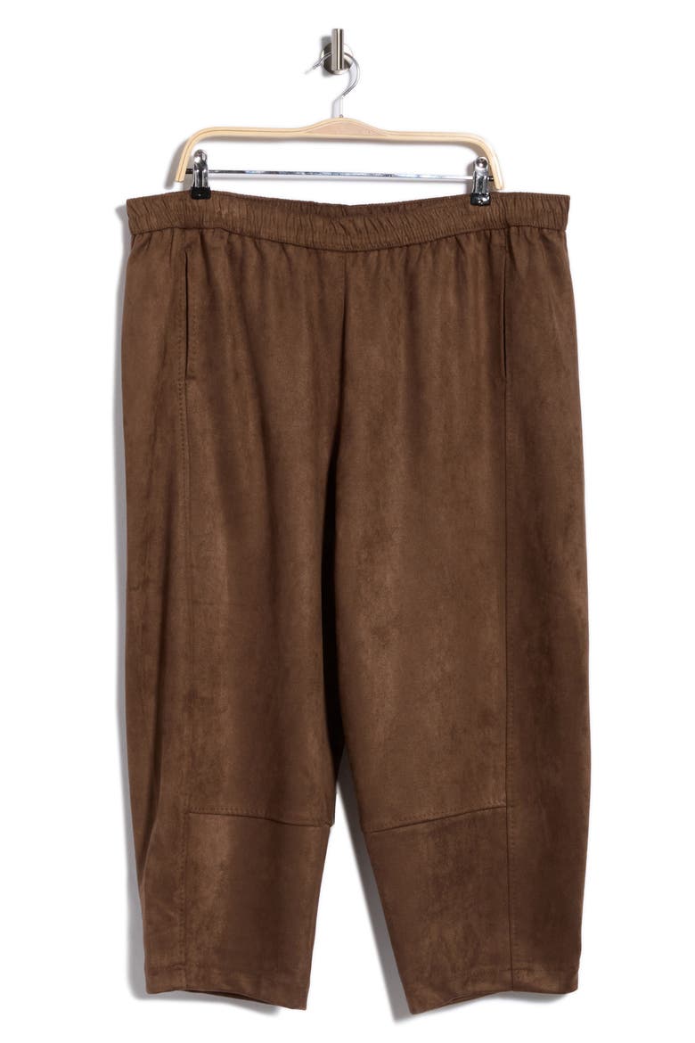 Faux Suede Barrel Pants, Alternate, color, BARK